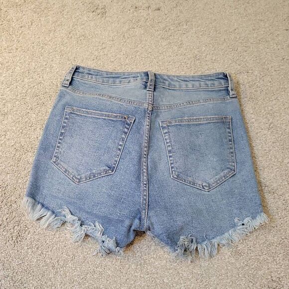 We The Free Free People Jean Shorts Women's 26 Mid Rise Blue Distressed - Picture 5 of 5
